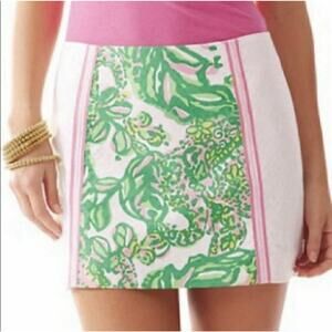 LILLY PULITZER Tate Skirt Womens Sz 2 Multicolor Seeing Pink Elephants Lined
